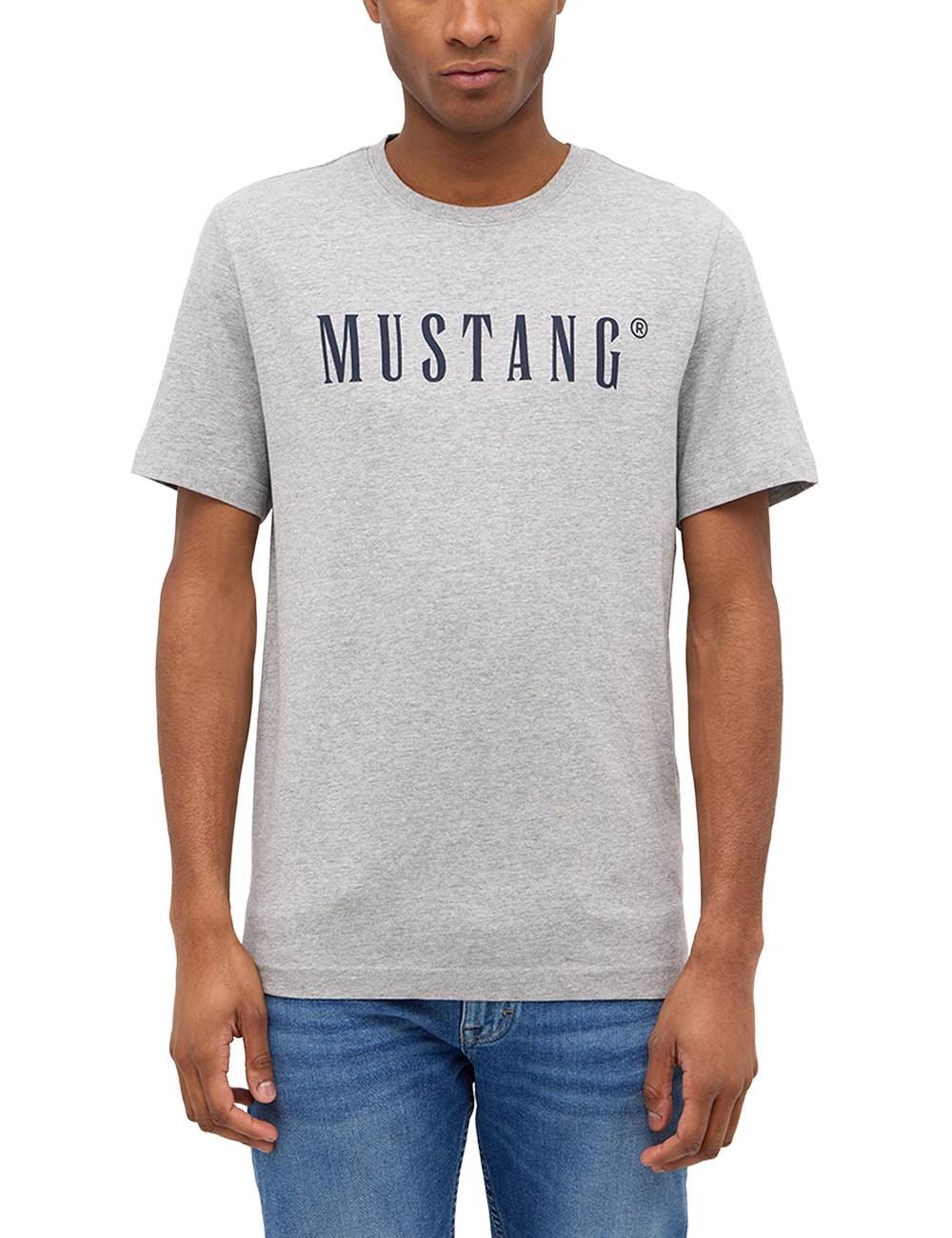 Męski T-Shirt Koszulka MUSTANG Style Austin Mid Grey Melange 1014695 4140