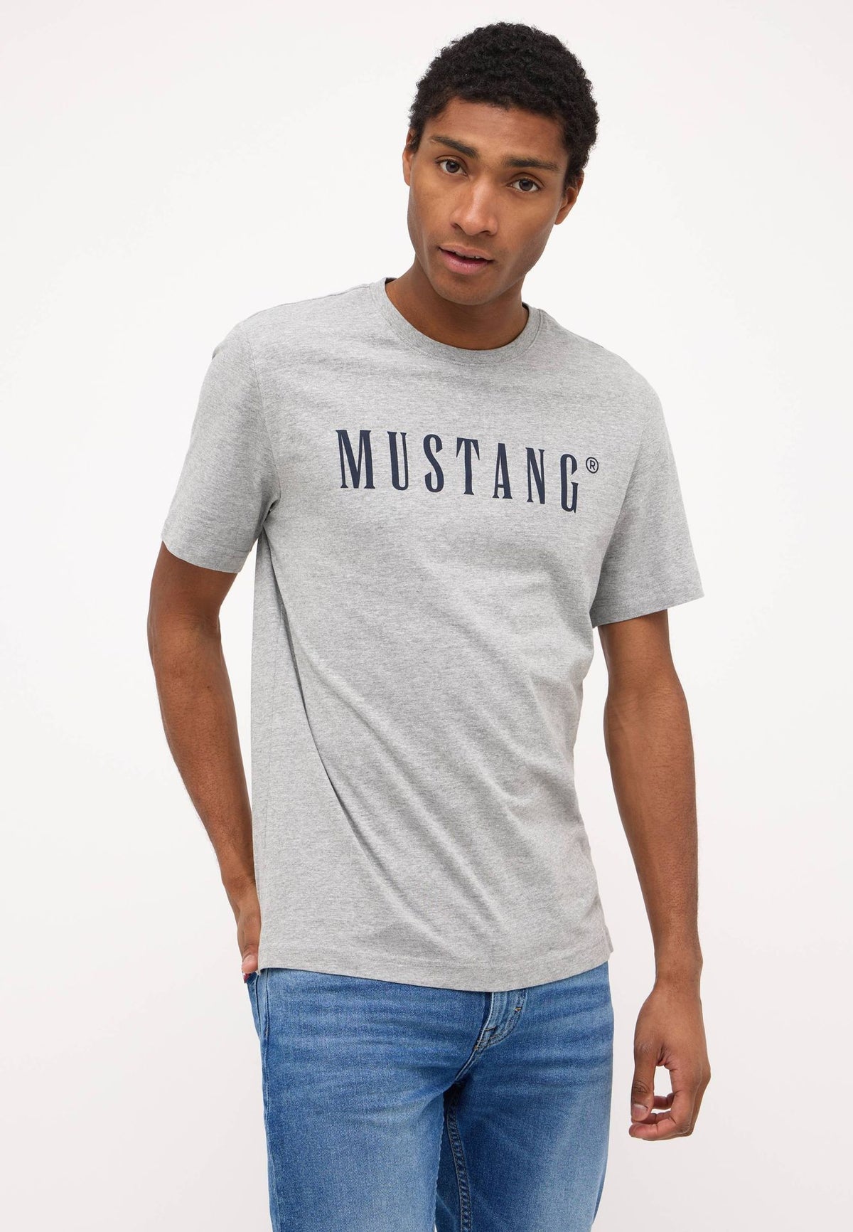 Męski T-Shirt Koszulka MUSTANG Style Austin Mid Grey Melange 1014695 4140