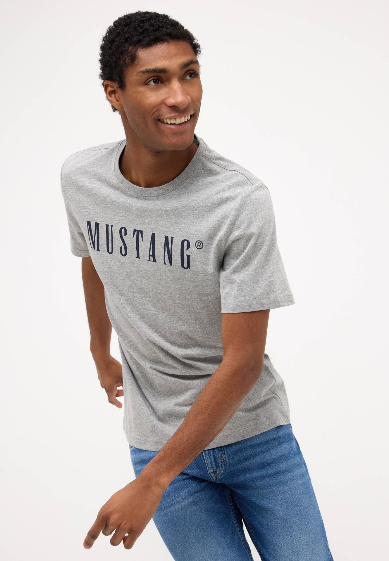 Męski T-Shirt Koszulka MUSTANG Style Austin Mid Grey Melange 1014695 4140