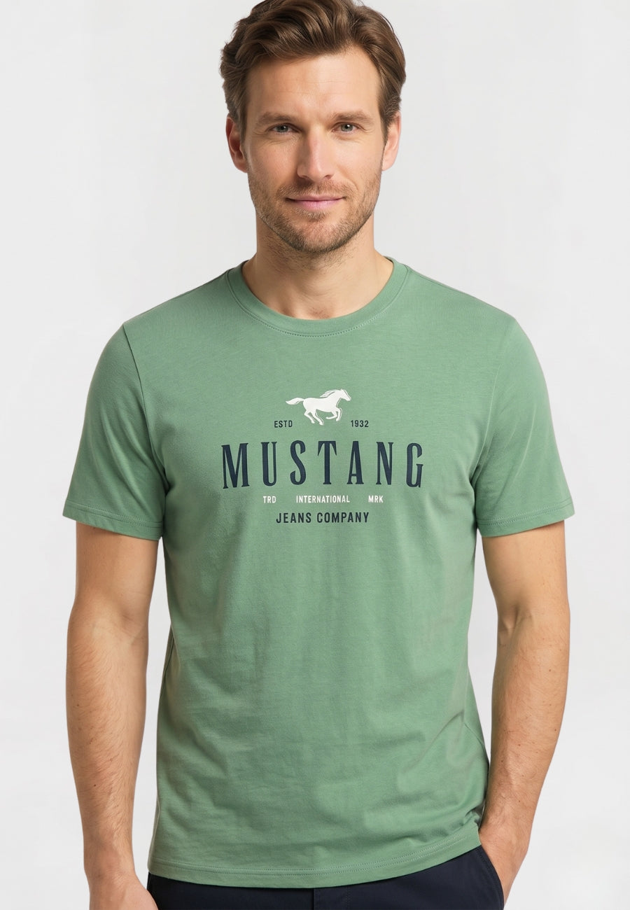 Męski T-Shirt Mustang Style Alex C Print Dark Ivy 1016683 6326