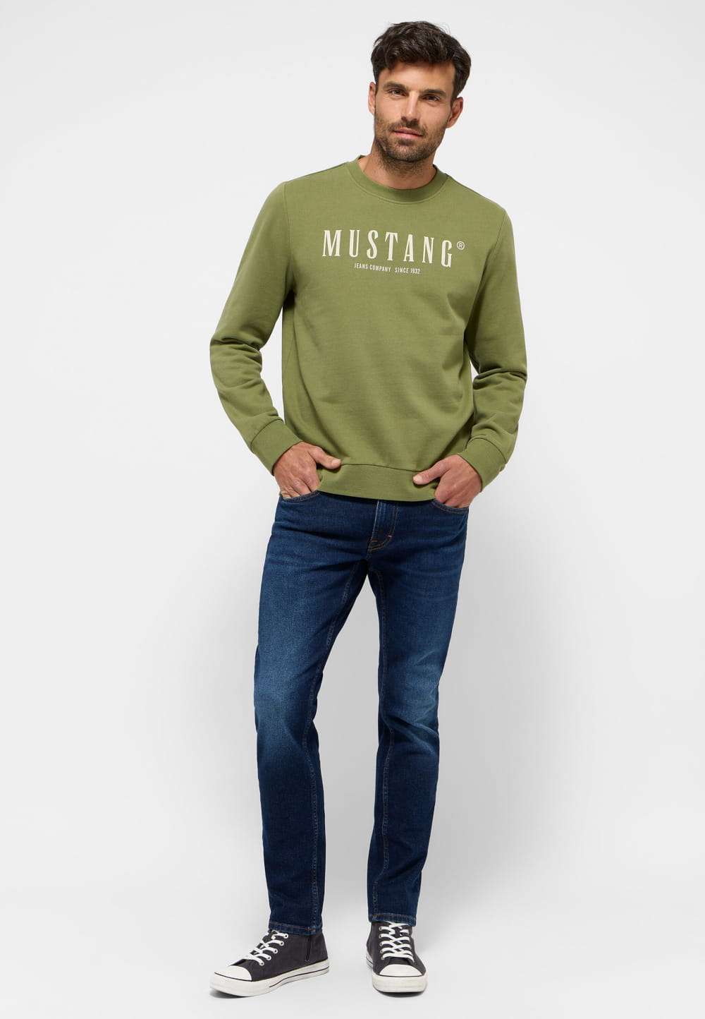 Męskie Spodnie Jeansowe MUSTANG Oregon Slim Denim Blue 1015865 5000 801