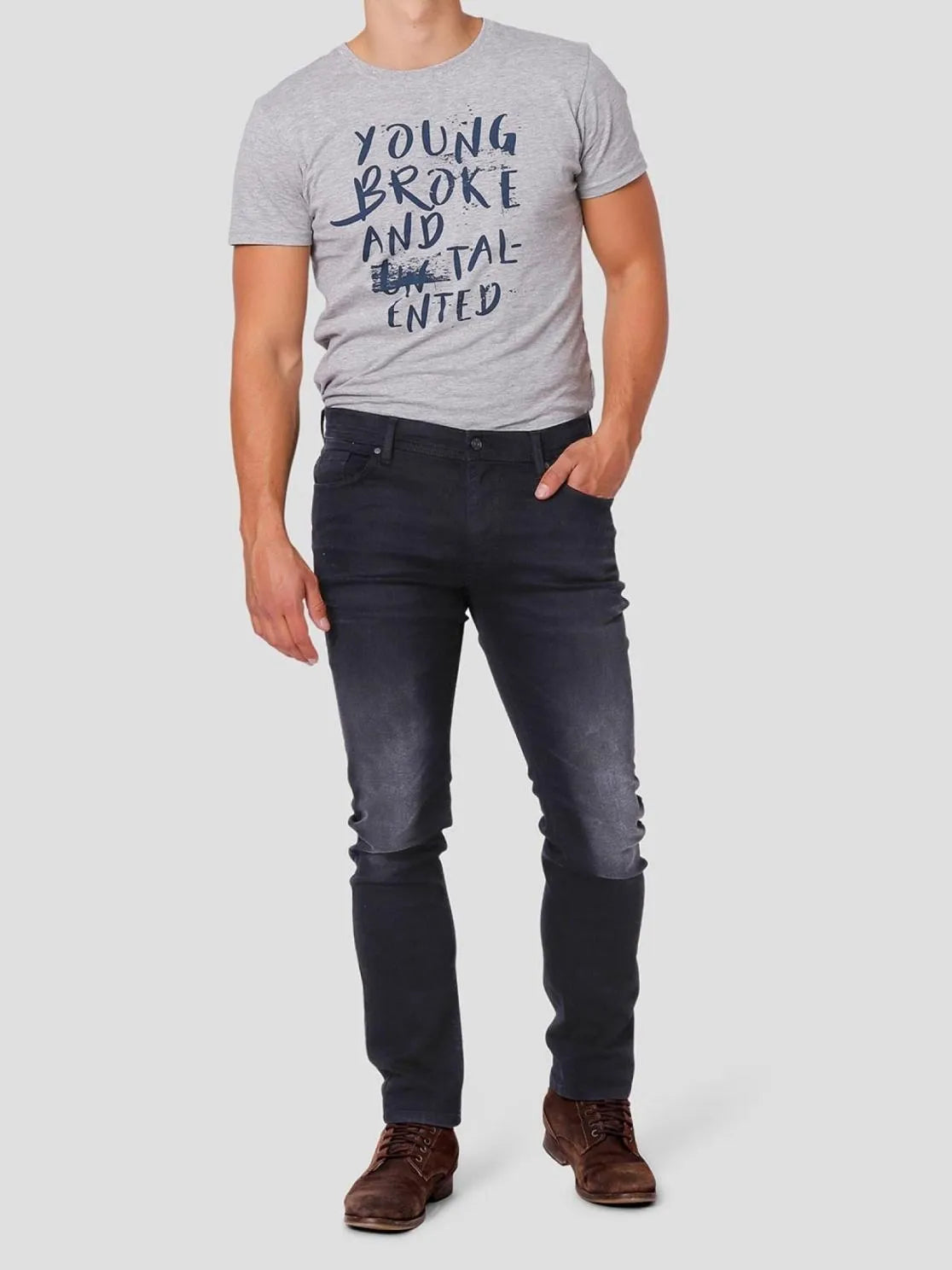 Męskie Spodnie Jeansowe Marcus Felix Jeans 2056 Blue Night Used 14-200201