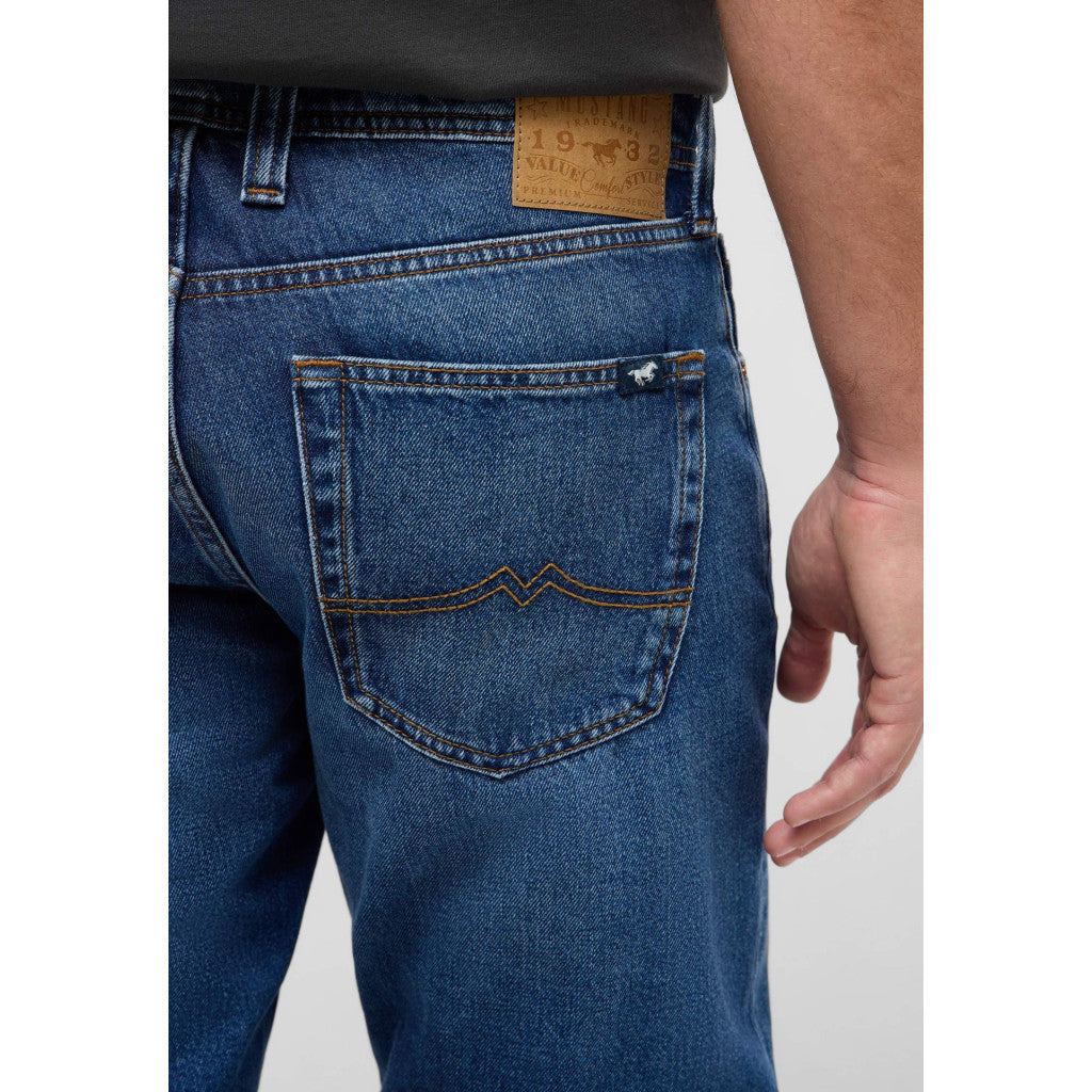 Męskie Spodnie Jeansowe Mustang Style Denver Straight Denim Blue 1017445 5000 682