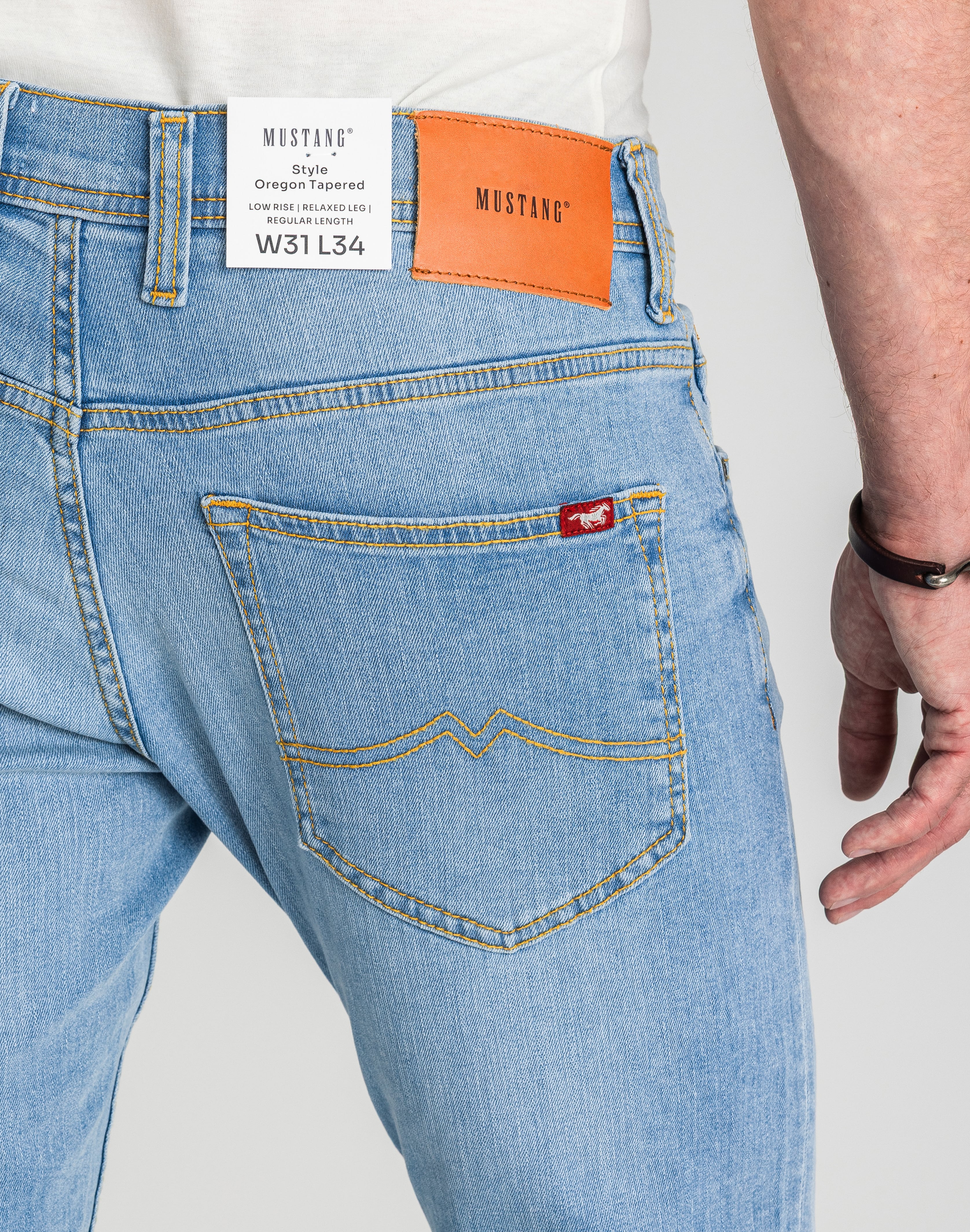 Męskie Spodnie Jeansowe Mustang Style Oregon Tapered Denim Blue 1017123 5000 401
