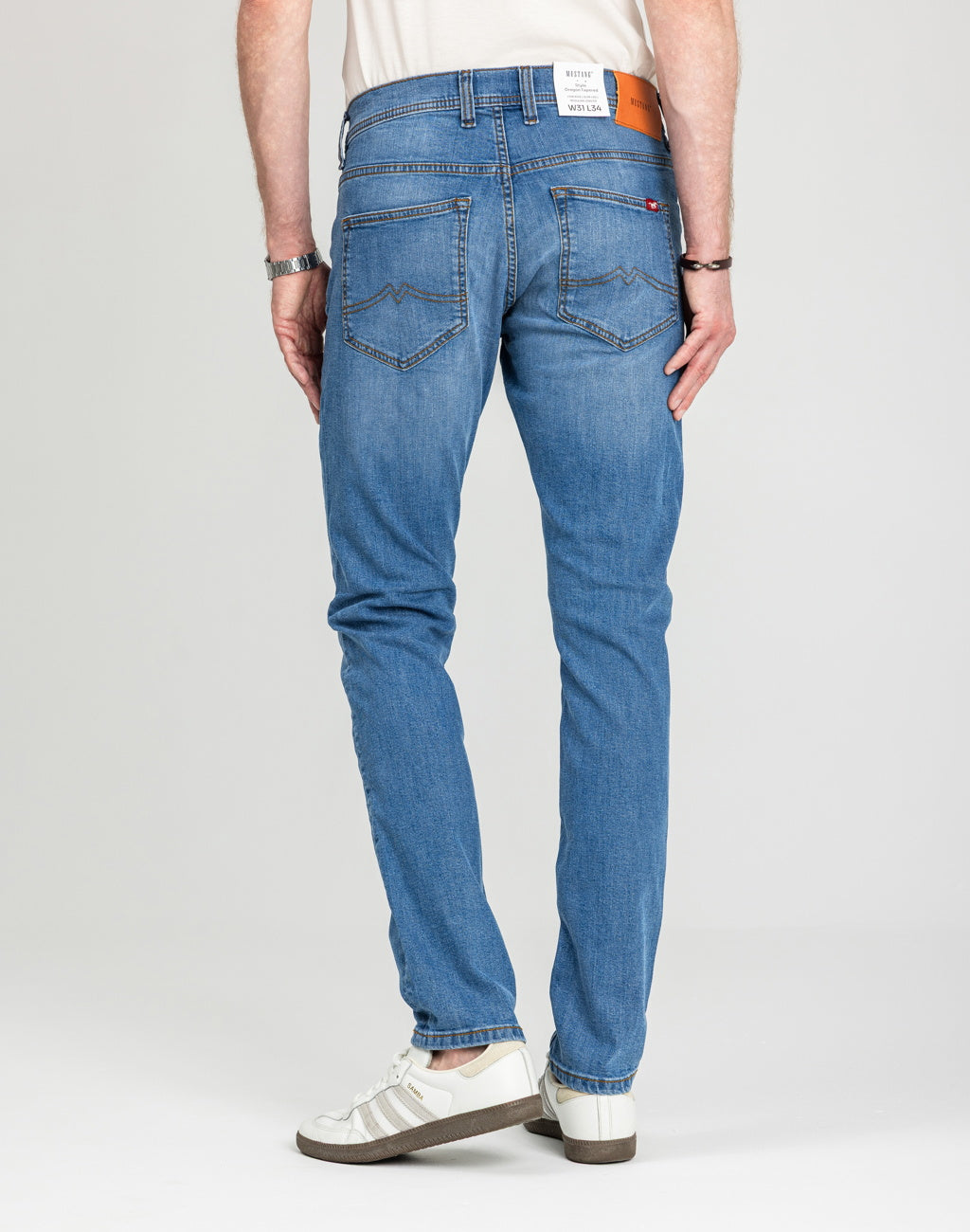 Męskie Spodnie Jeansowe Mustang Style Oregon Tapered Denim Blue 1018014 5000 682
