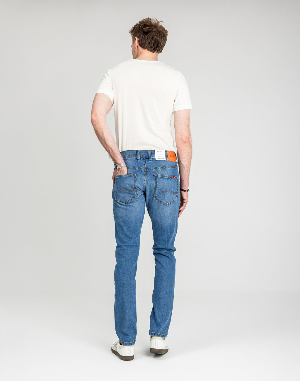 Męskie Spodnie Jeansowe Mustang Style Oregon Tapered Denim Blue 1018014 5000 682