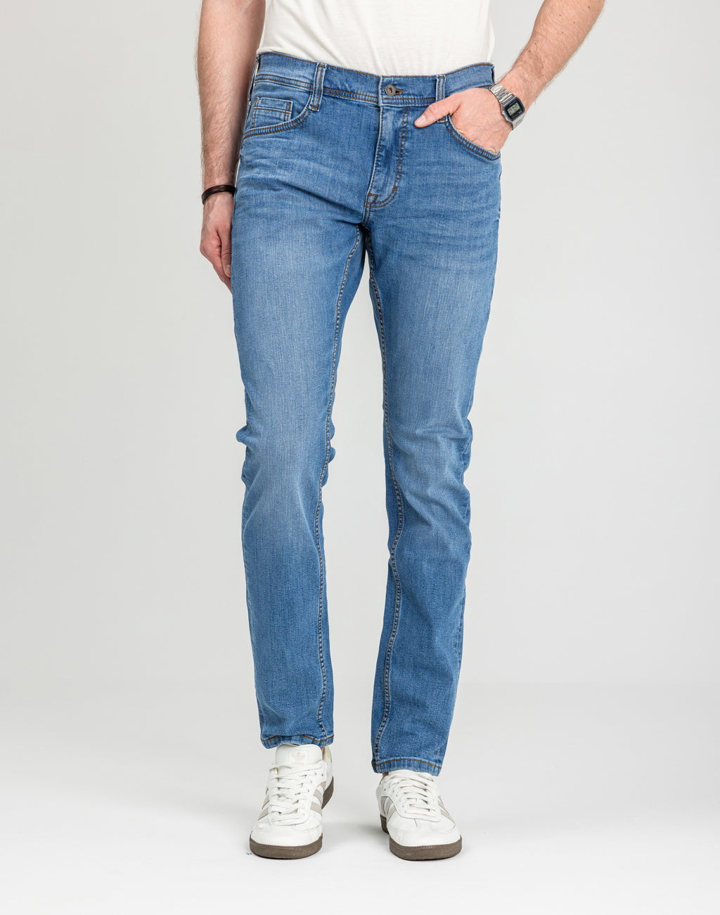 Męskie Spodnie Jeansowe Mustang Style Oregon Tapered Denim Blue 1018014 5000 682