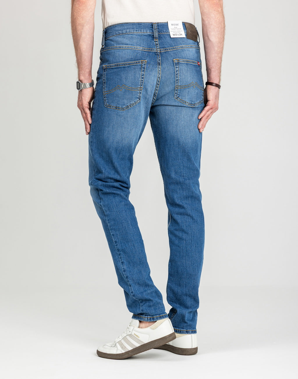 Męskie Spodnie Jeansowe Mustang Style Tramper Tapered Denim Blue 1018016 5000 623