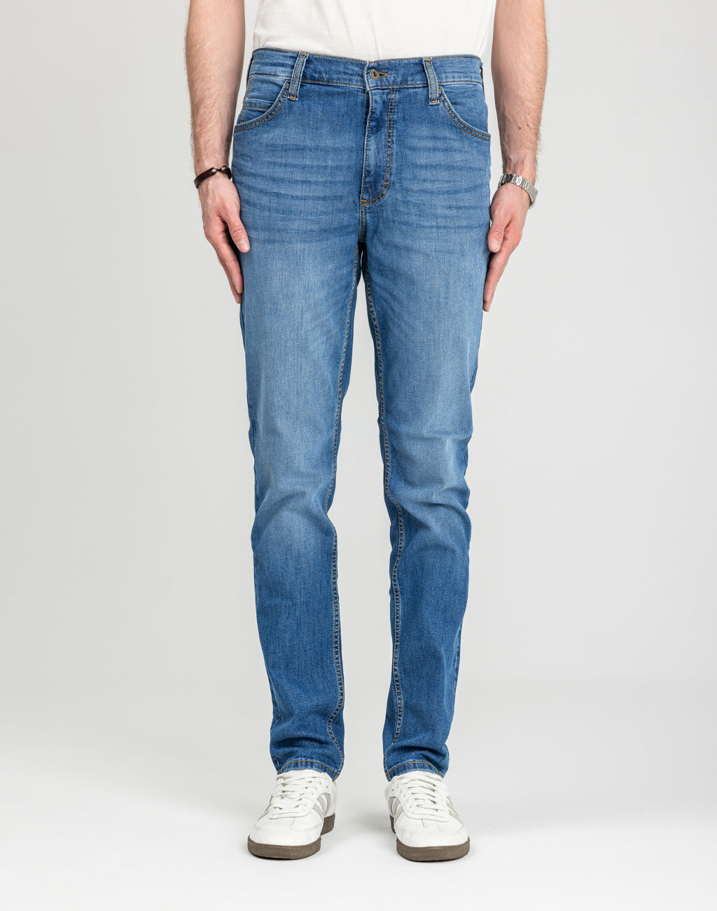 Męskie Spodnie Jeansowe Mustang Style Tramper Tapered Denim Blue 1018016 5000 623