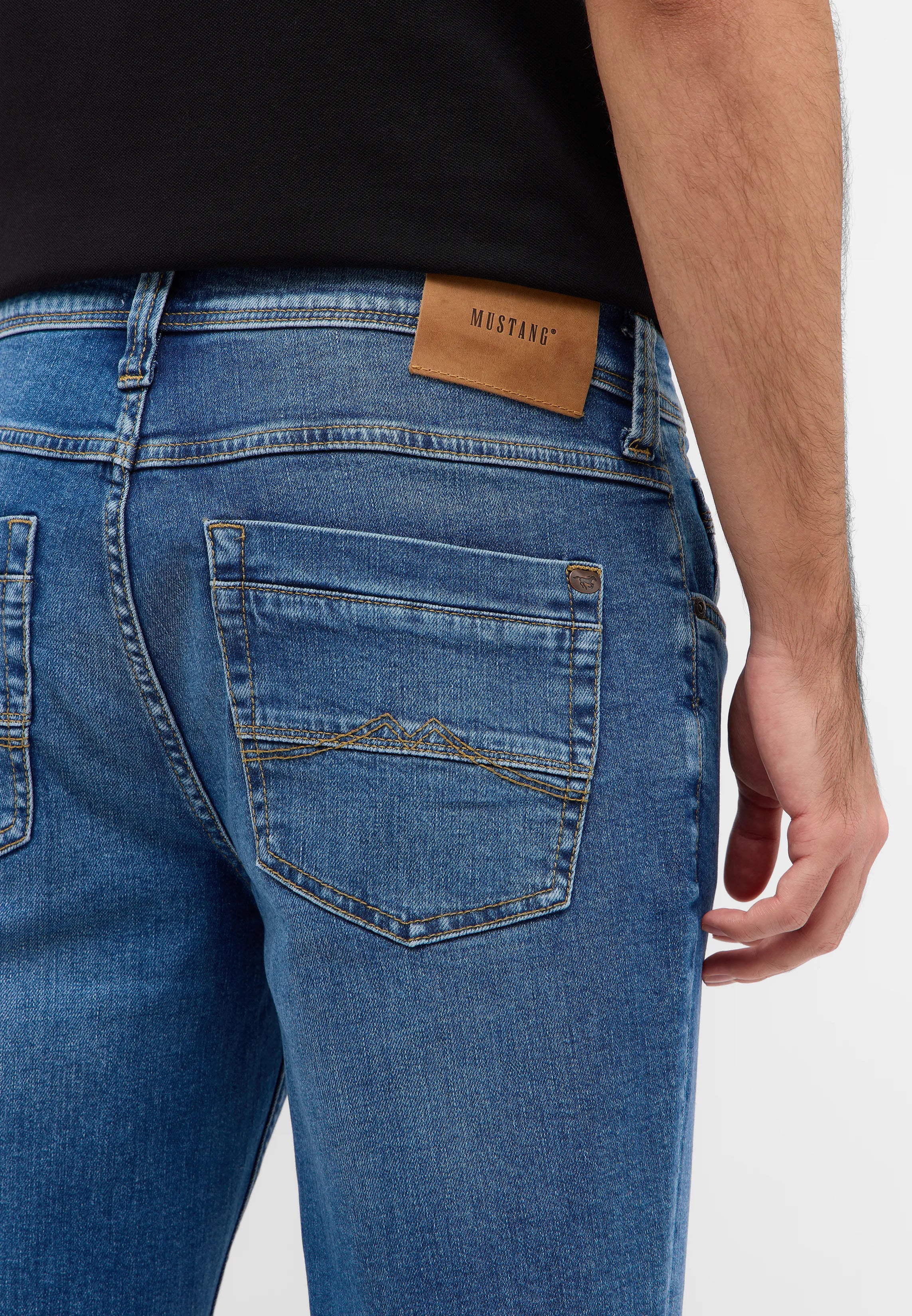 Męskie Spodnie Jeansowe Mustang Style Washington Straight Denim Blue 1016335 5000 582