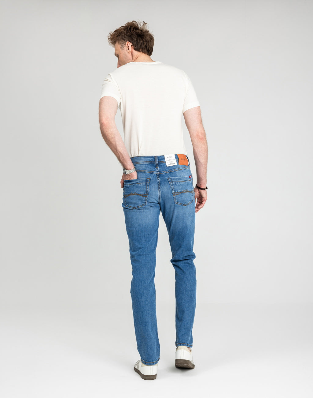 Męskie Spodnie Jeansowe Mustang Style Washington Straight Denim Blue 1018017 5000 682