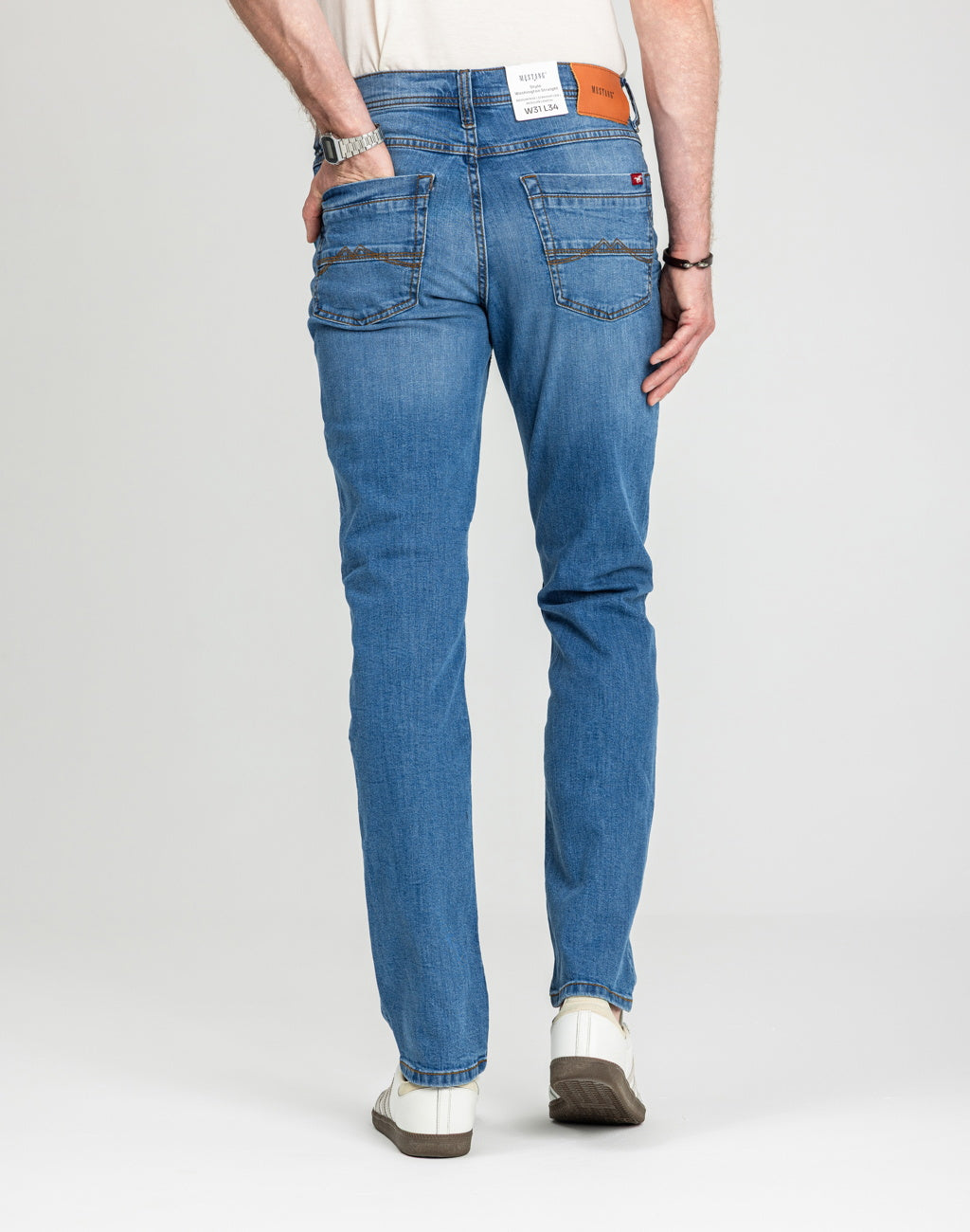 Męskie Spodnie Jeansowe Mustang Style Washington Straight Denim Blue 1018017 5000 682