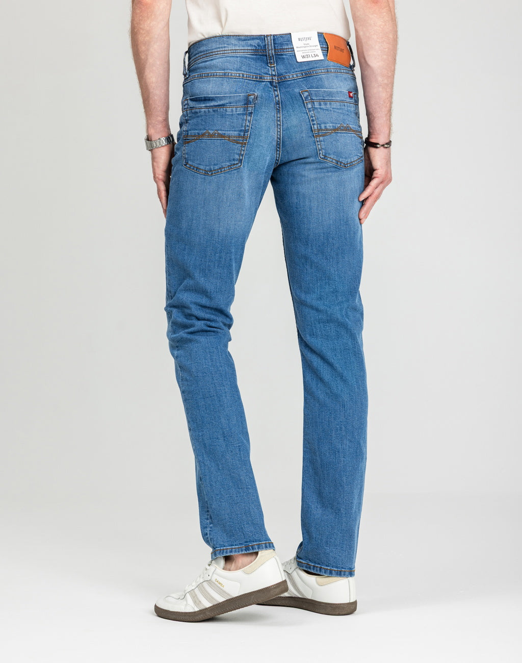 Męskie Spodnie Jeansowe Mustang Style Washington Straight Denim Blue 1018017 5000 682