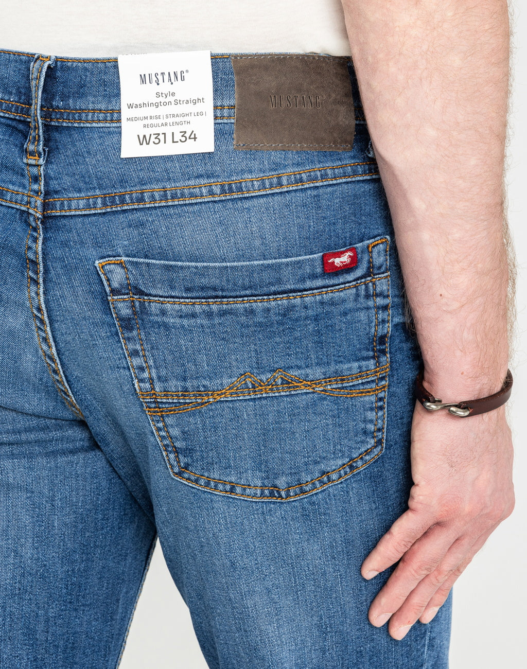 Męskie Spodnie Jeansowe Mustang Style Washington Straight Denim Blue 1018017 5000 782