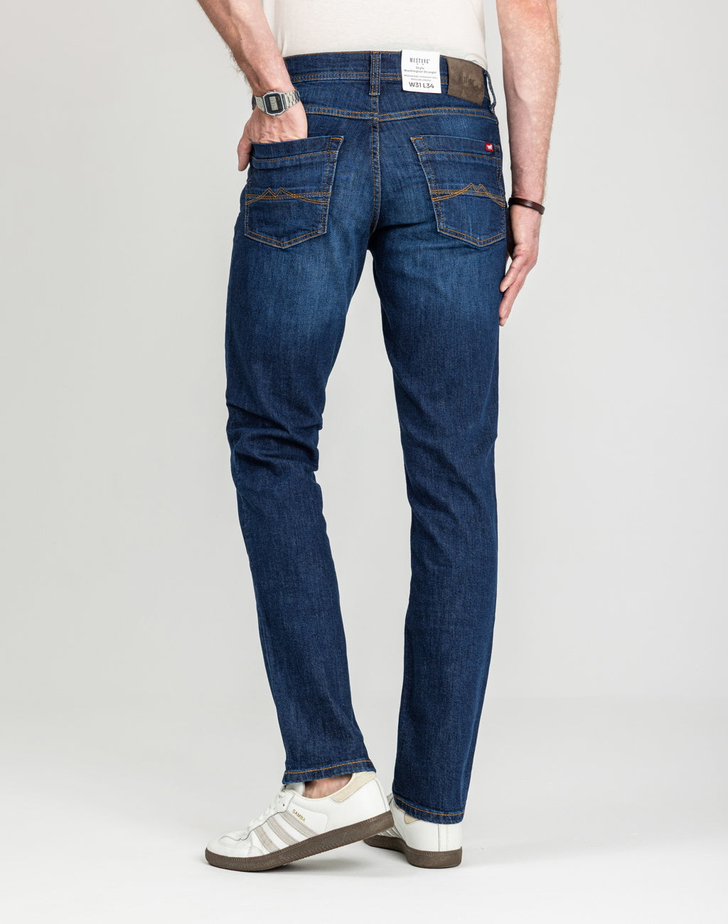 Męskie Spodnie Jeansowe Mustang Style Washington Straight Denim Blue 1018017 5000 882