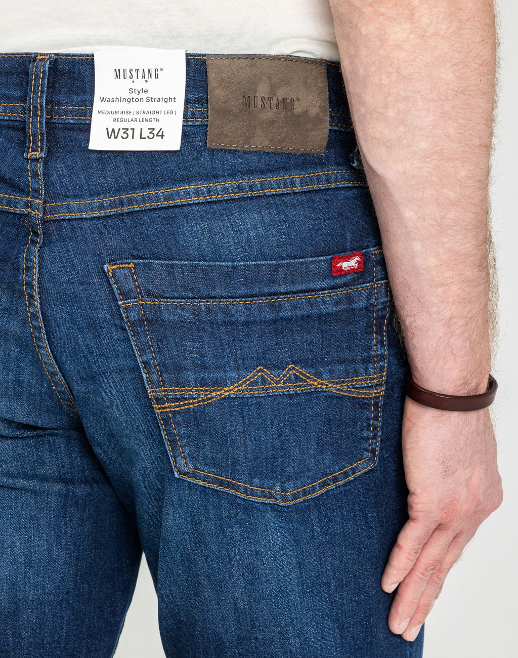 Męskie Spodnie Jeansowe Mustang Style Washington Straight Denim Blue 1018017 5000 882