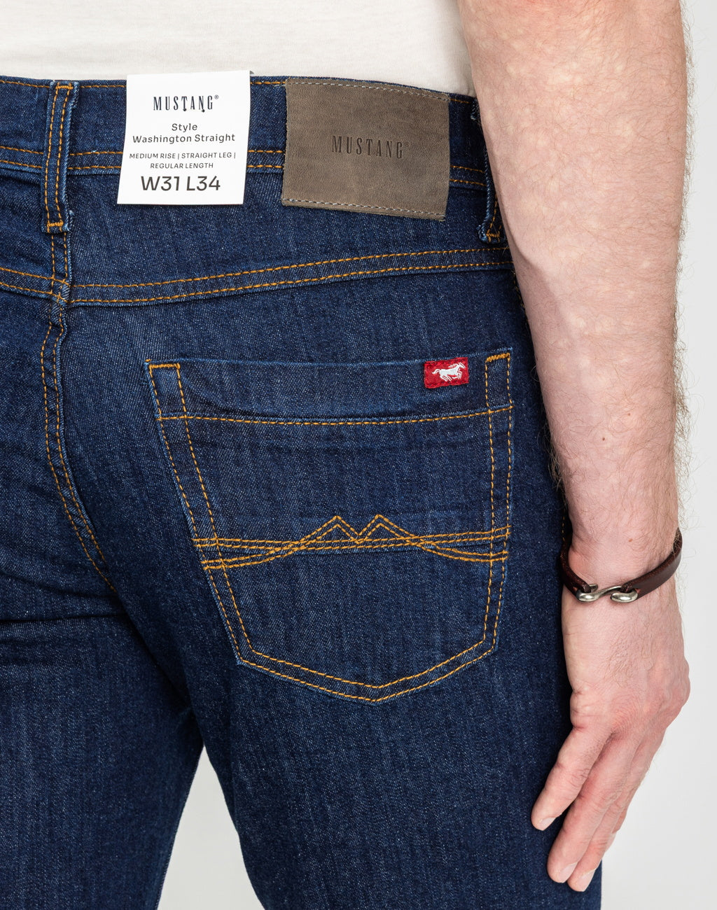 Męskie Spodnie Jeansowe Mustang Style Washington Straight Denim Blue 1018017 5000 901