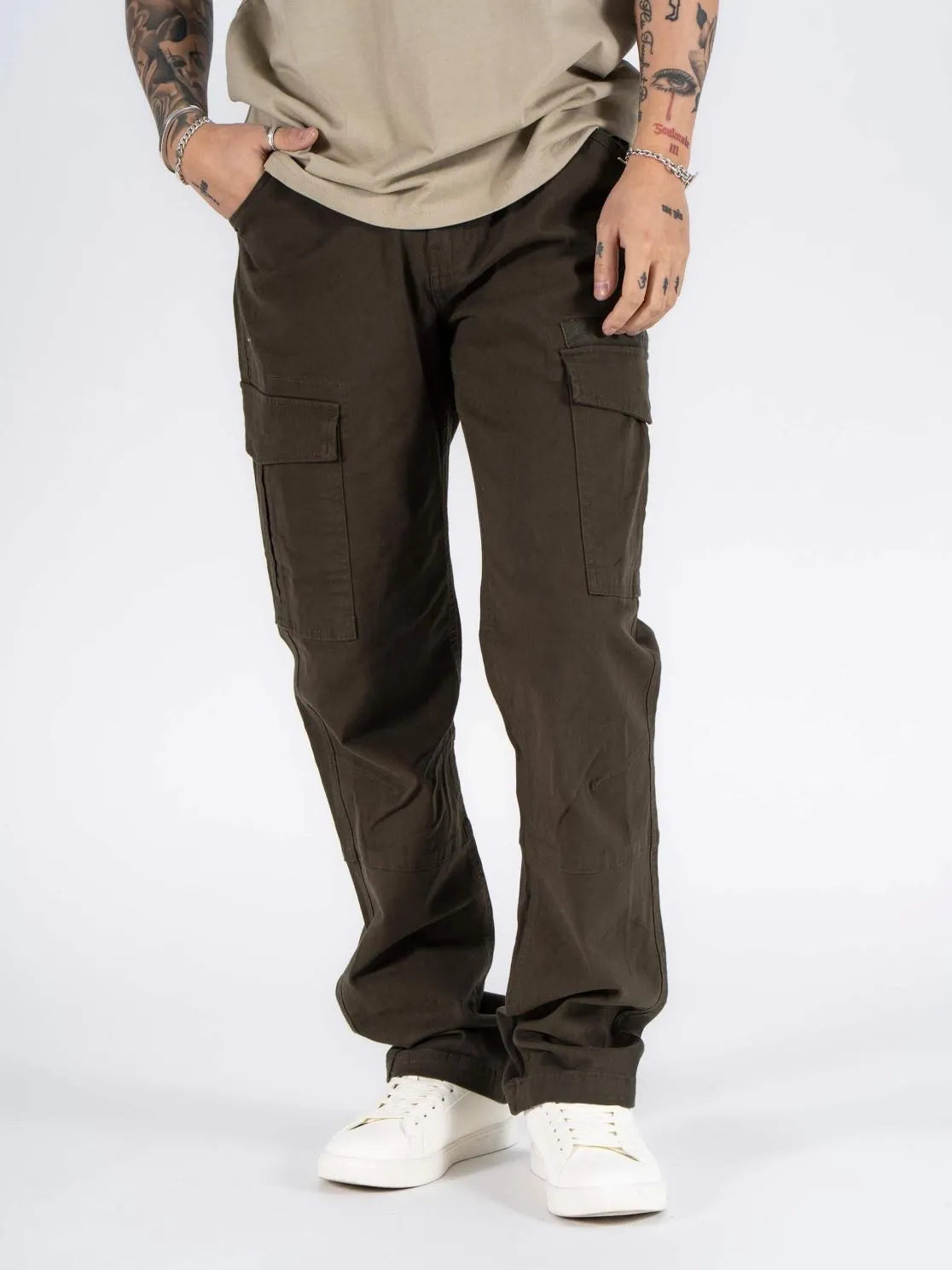 Męskie Spodnie Materiałowe Marcus Gerry Cargo 5052 Olive Green 16-200145