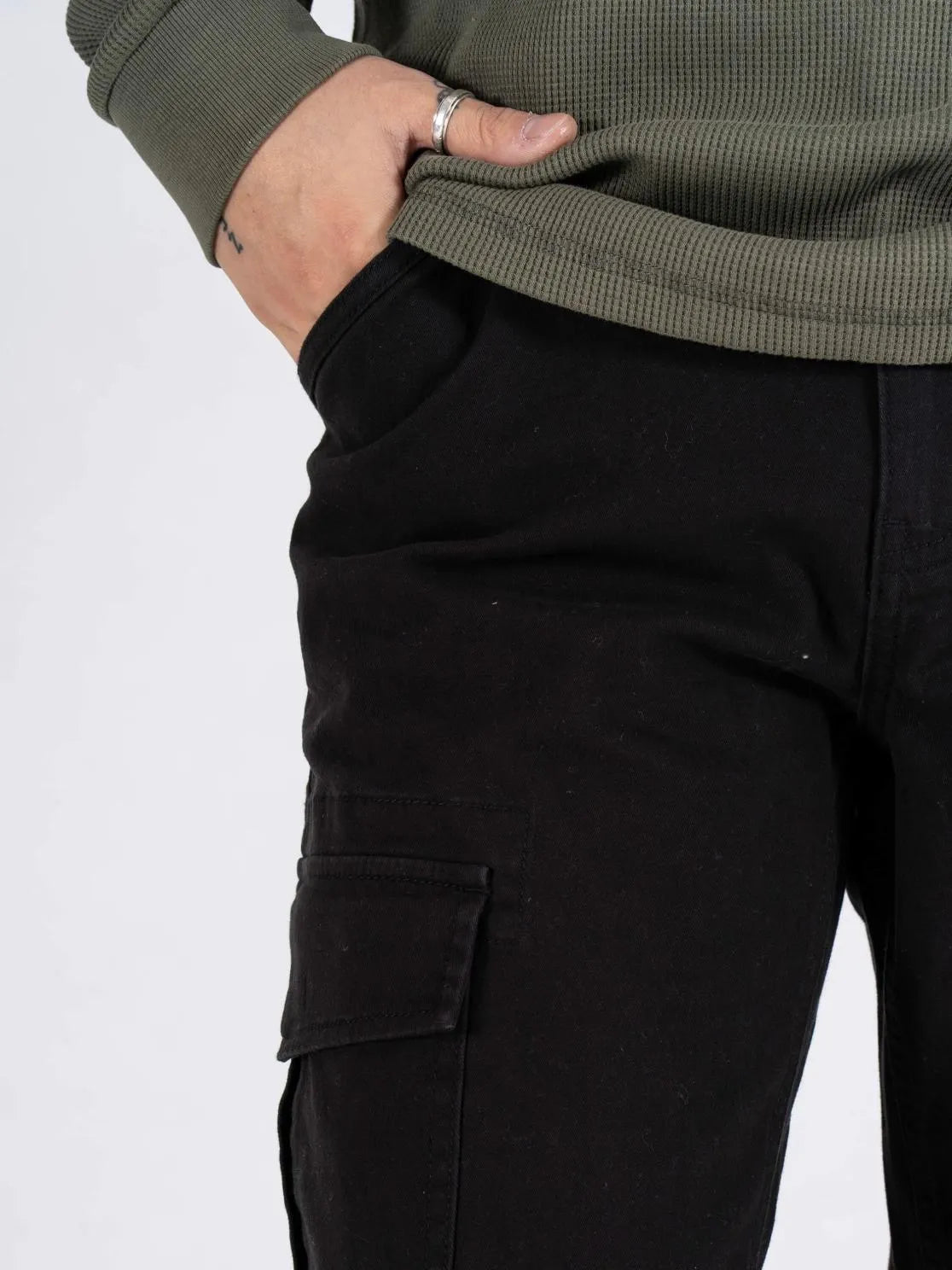 Męskie Spodnie Materiałowe Marcus Gerry Cargo 9098 Black 16-200135