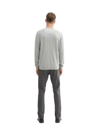 Męskie Spodnie Materiałowe Tom Tailor Jersey Slim Chino Black White Birds Eye 1044853 35951