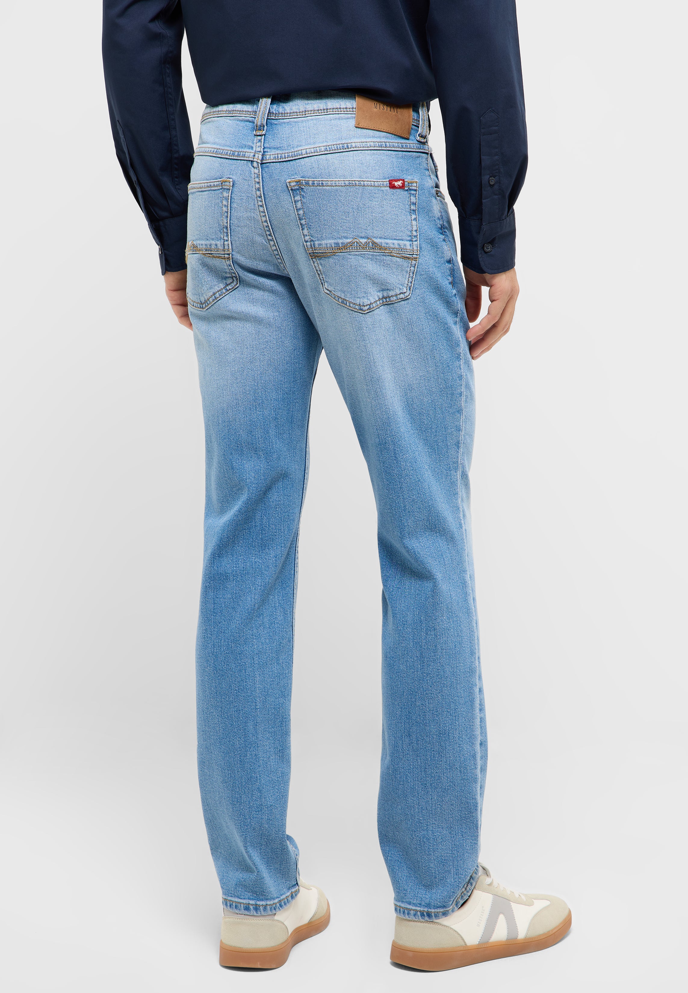 Męskie Spodnie Jeansowe Mustang Style Washington Straight Denim Blue 1017439 5000 403