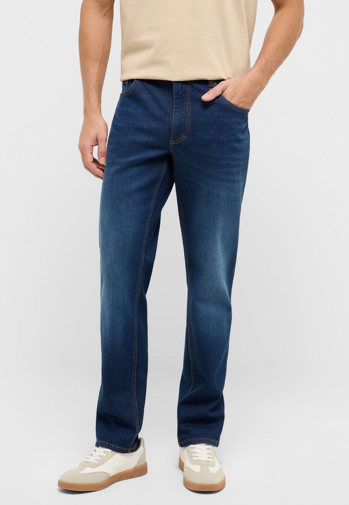 Męskie Spodnie Jeansowe Mustang Style Washington Straight Denim Blue 1017439 5000 802