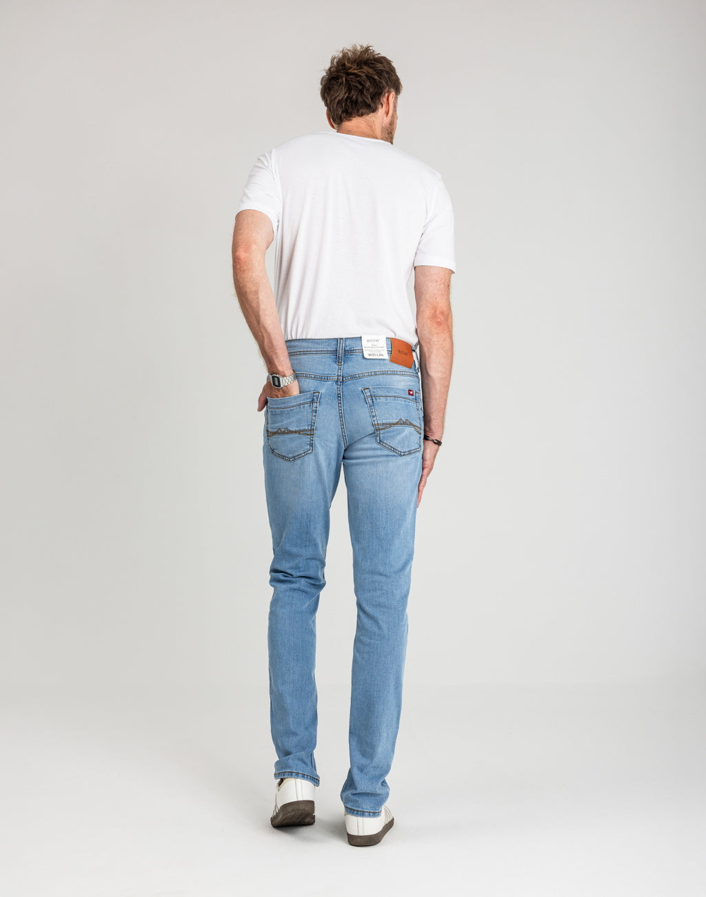 Męskie Spodnie jeansowe Mustang Style Washington Straight Denim Blue 1018074 5000 401