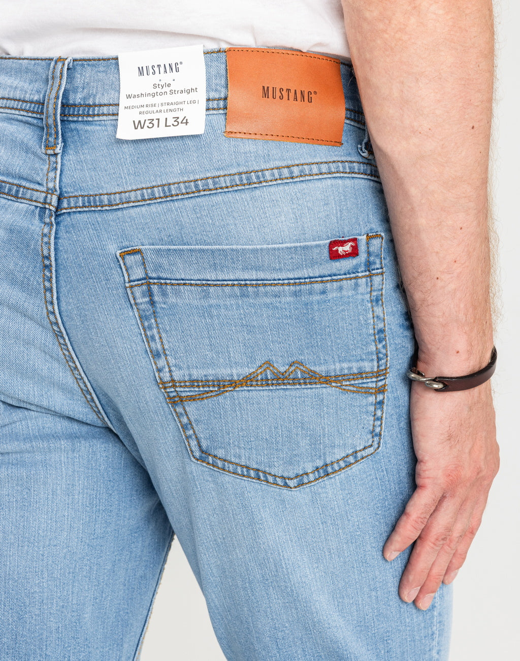 Męskie Spodnie jeansowe Mustang Style Washington Straight Denim Blue 1018074 5000 401