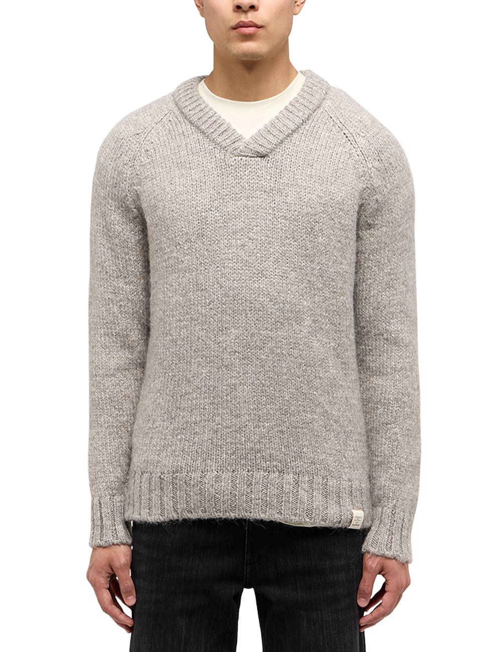 Męskie sweter MUSTANG Edmonds Mid Grey Mélange 1015481 4140