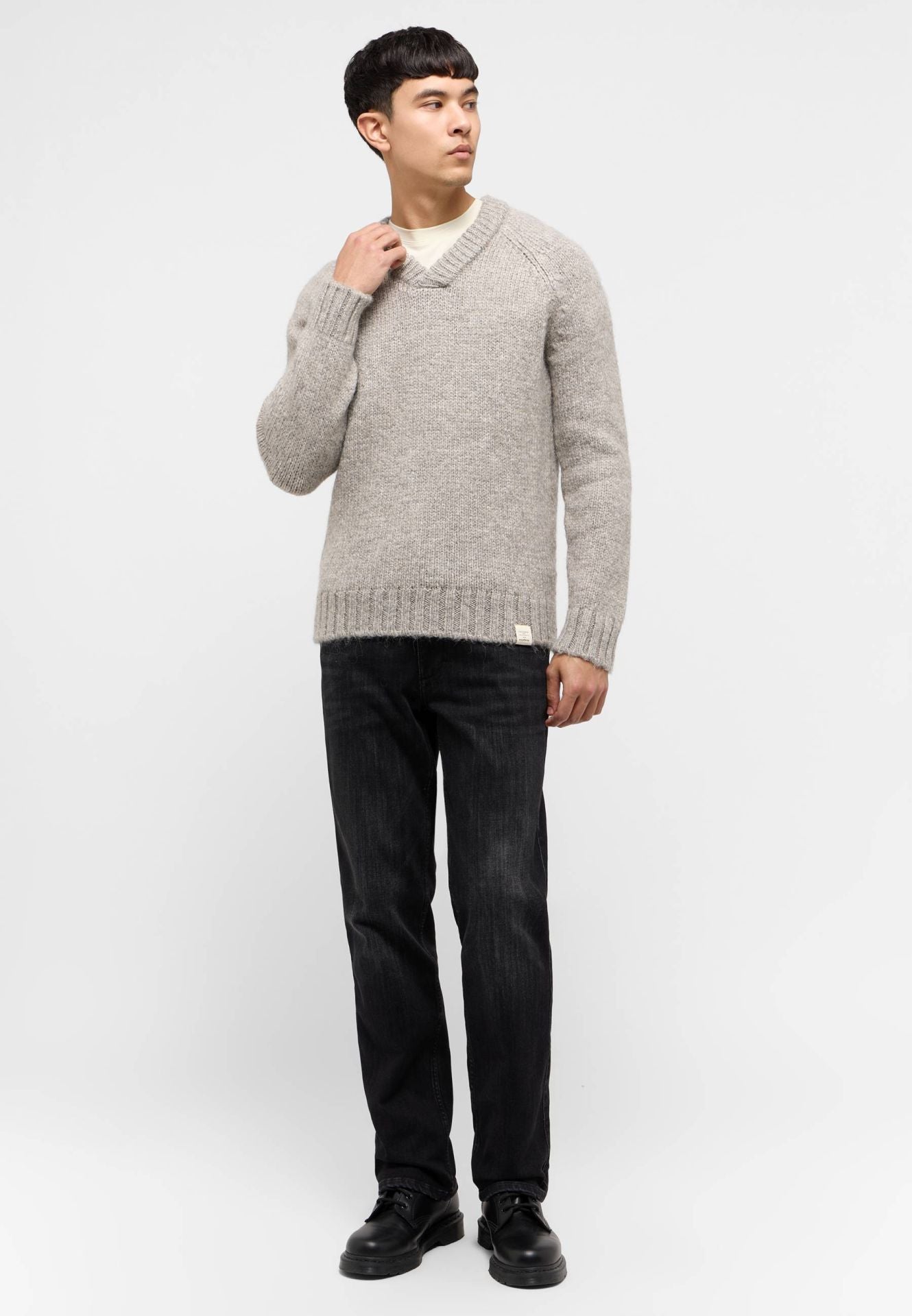 Męskie sweter MUSTANG Edmonds Mid Grey Mélange 1015481 4140