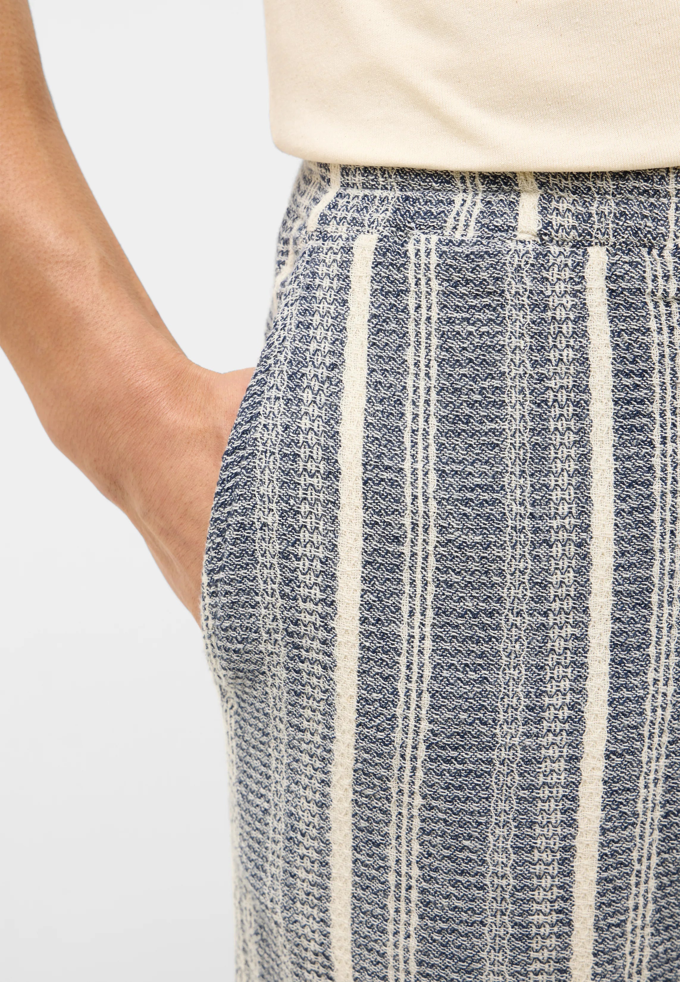 Męskie szorty Mustang Style Lockport Shorts Blue Dobby Stripe 1016479 12740