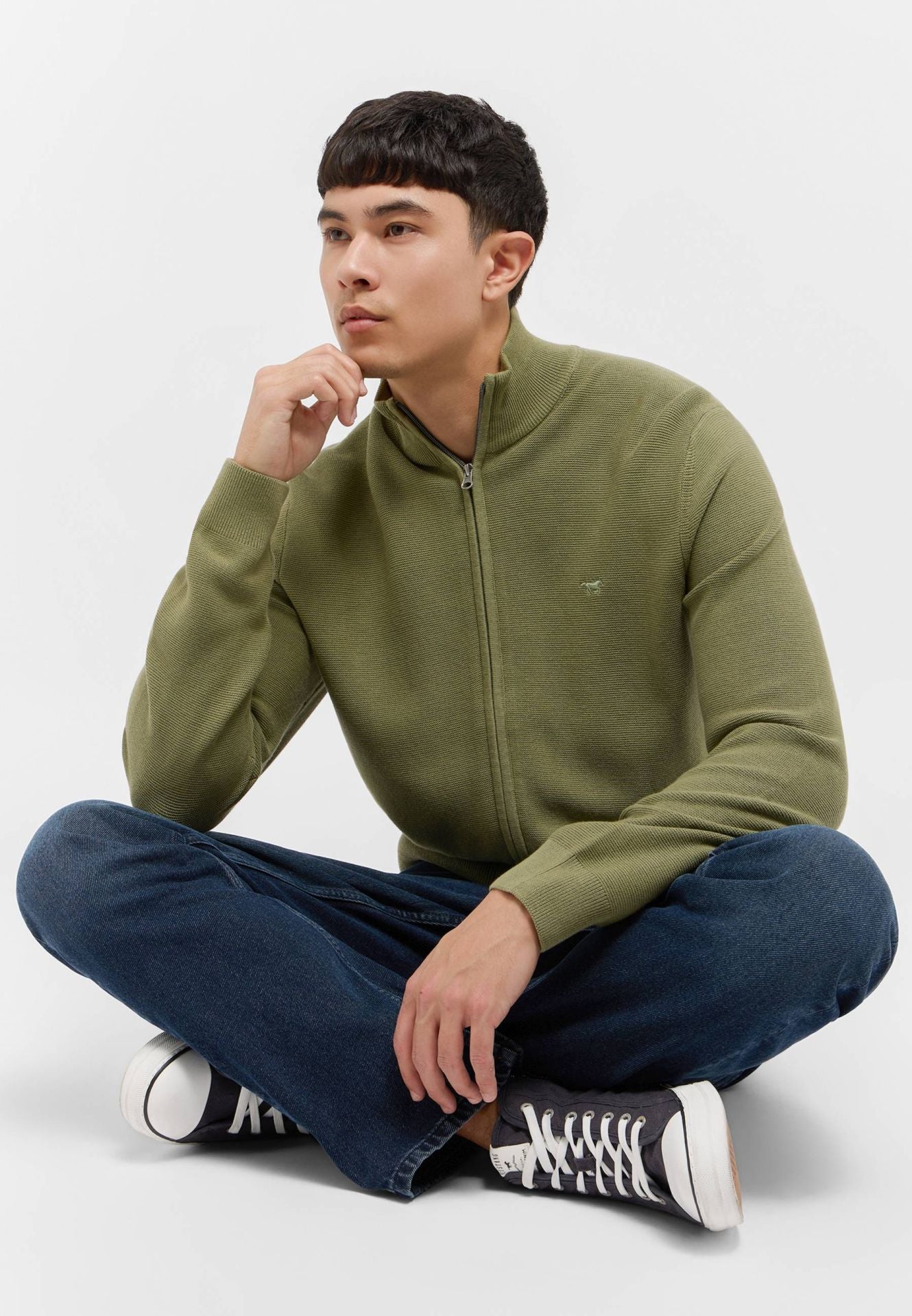 Mustang Style Escondido Oil Green 1015476 6273 MĘSKI SWETER