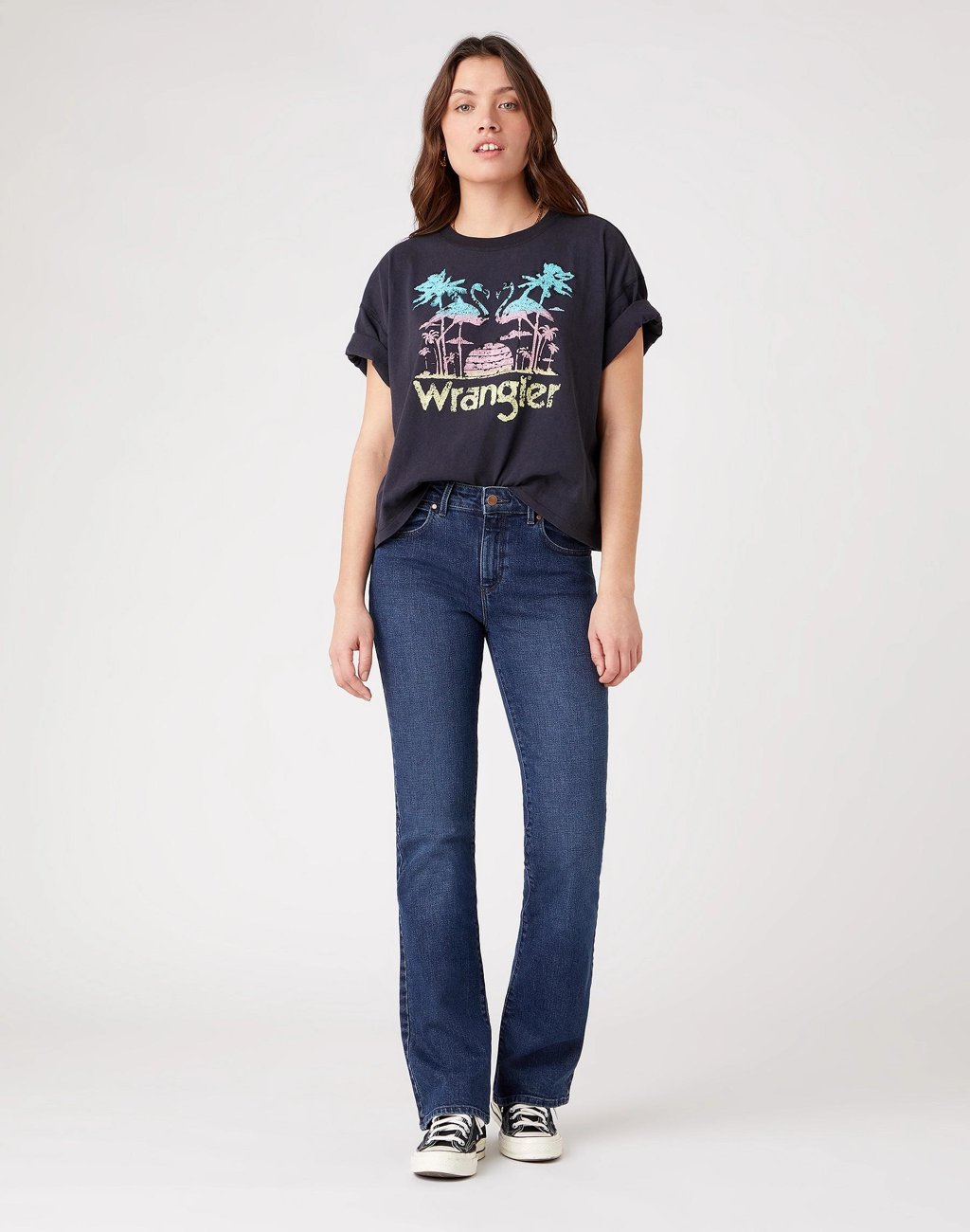 SPODNIE DAMSKIE WRANGLER BOOTCUT BONFIRE BLUE W28BHN34K 112128219