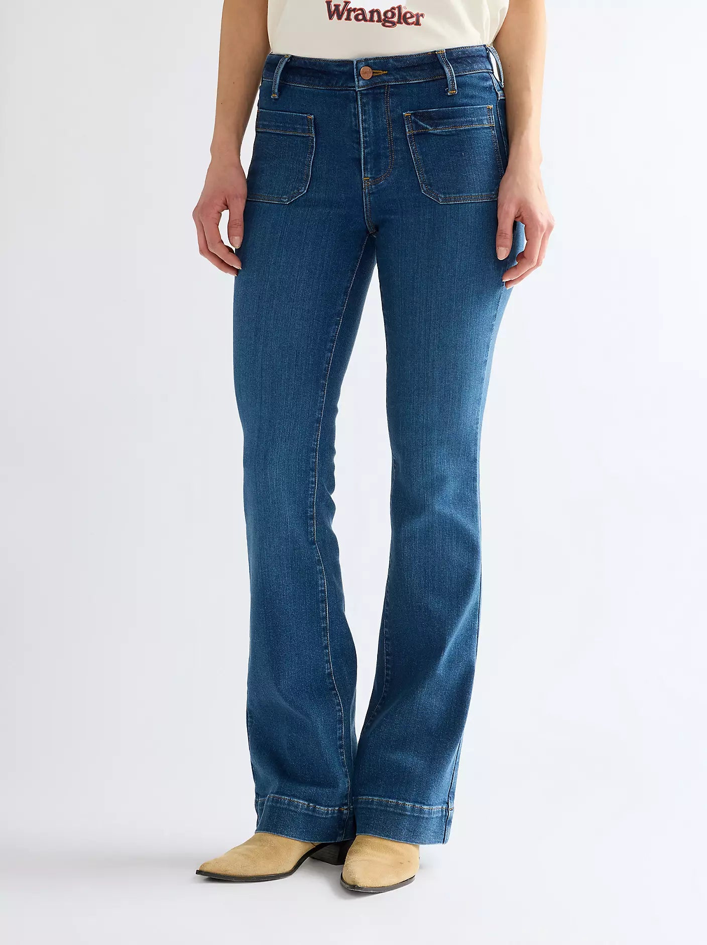 SPODNIE DAMSKIE WRANGLER FLARE BRIGHT MID 112386564