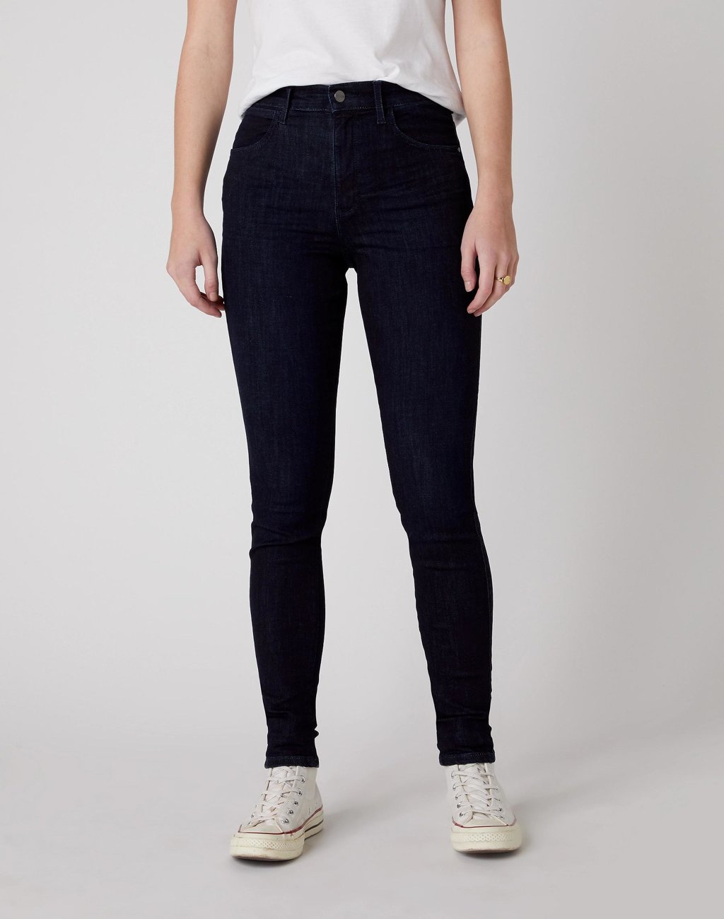 SPODNIE DAMSKIE WRANGLER HIGH RISE SKINNY BLUE BLACK W27HSZ51L 112128120