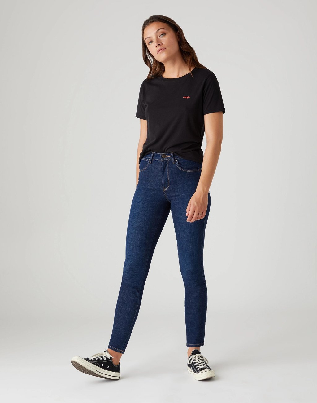 SPODNIE DAMSKIE WRANGLER HIGH RISE SKINNY NIGHT BLUE W27HVH78Y 112128134