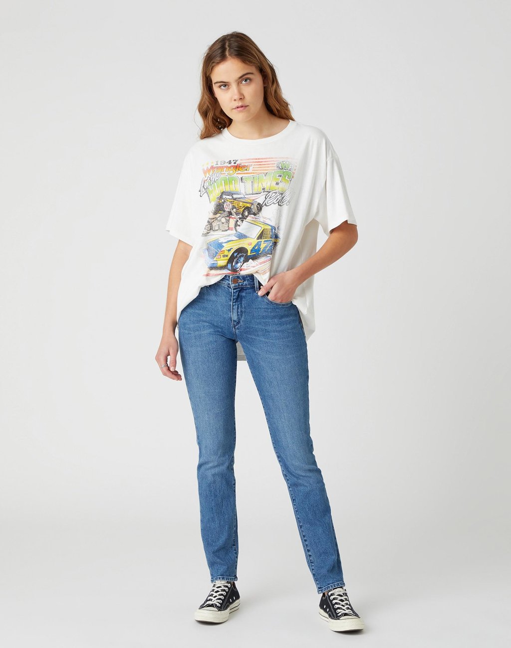 SPODNIE DAMSKIE WRANGLER SLIM SANDY W28LJX28Z 112128401
