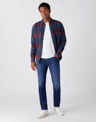 SPODNIE MĘSKIE WRANGLER TEXAS SLIM VELVERY BLUE W12SAO91Y 112126501