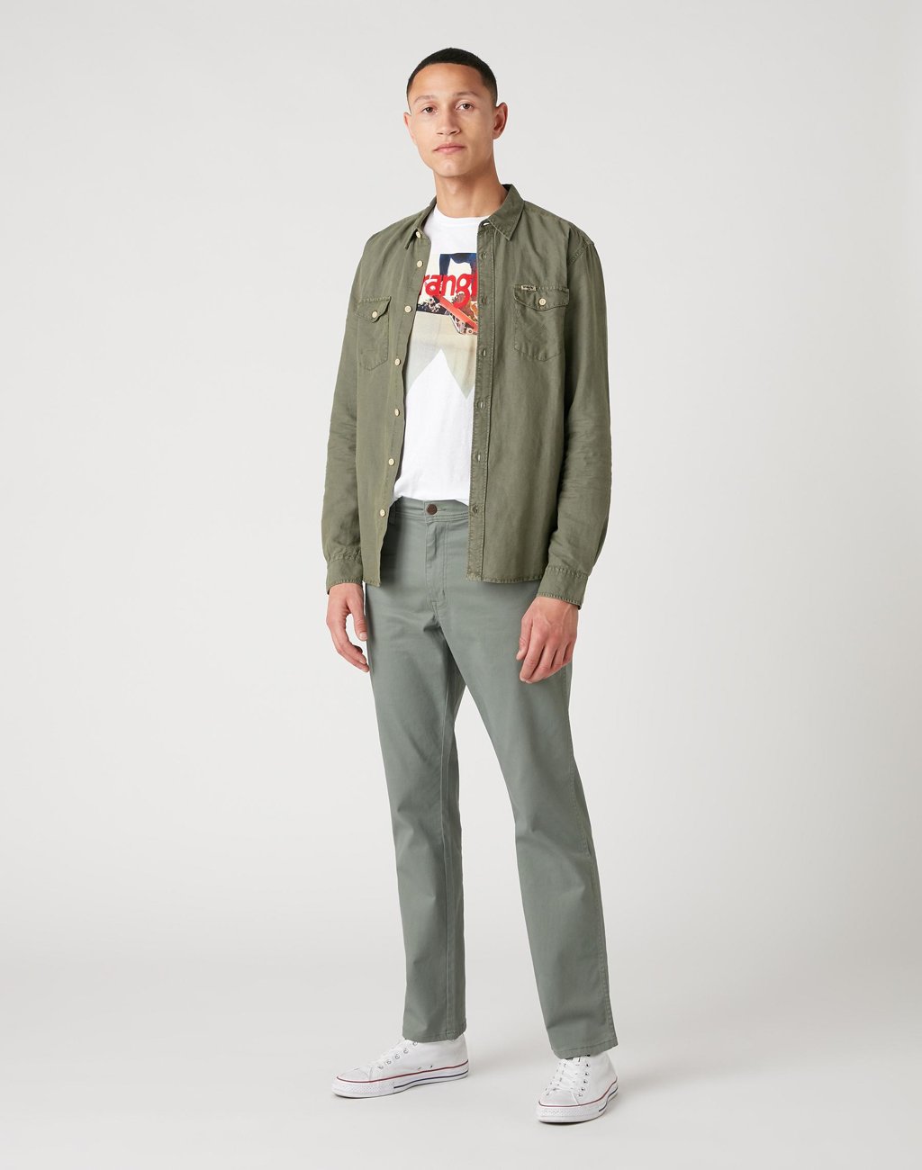 SPODNIE MĘSKIE WRANGLER TEXAS WREATH GREEN W121W3G29 112126234