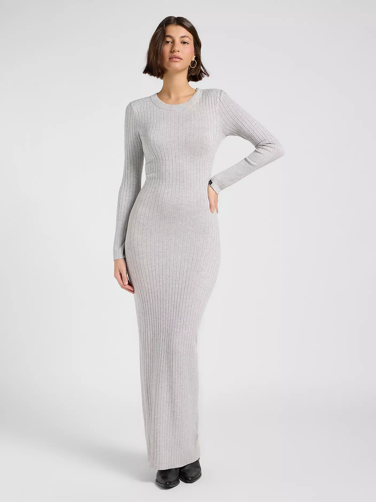 SUKIENKA MATERIAŁOWA LEE CREW NECK MAXI DRESS GREY HEATHER 112371663