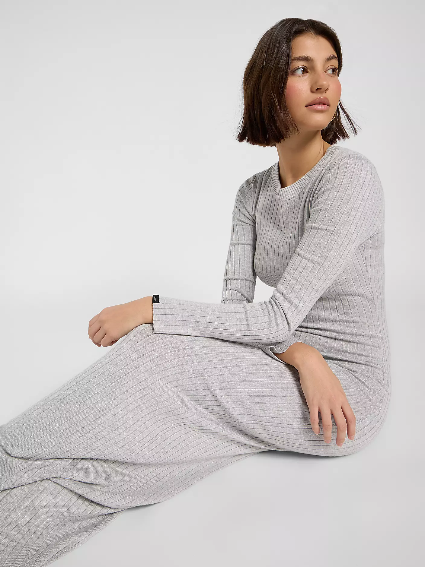 SUKIENKA MATERIAŁOWA LEE CREW NECK MAXI DRESS GREY HEATHER 112371663