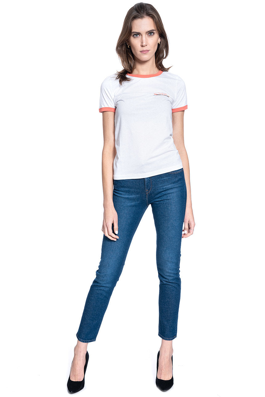 T-SHIRT DAMSKI LEE RINGER TEE BRIGHT WHITE L40PEPLJ 112108662