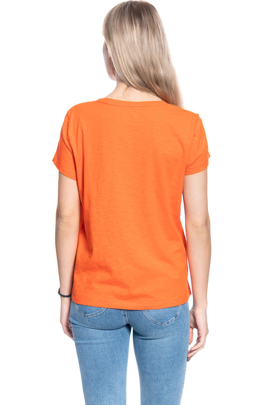 T-SHIRT DAMSKI MUSTANG ALINA C PRINT ORANGE 1009835 7096
