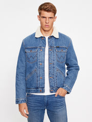 WRANGELR 124MJ SHERPA MĘSKA KURTKA JEANSOWA JEANS BLUE 112341083 W4MS013839