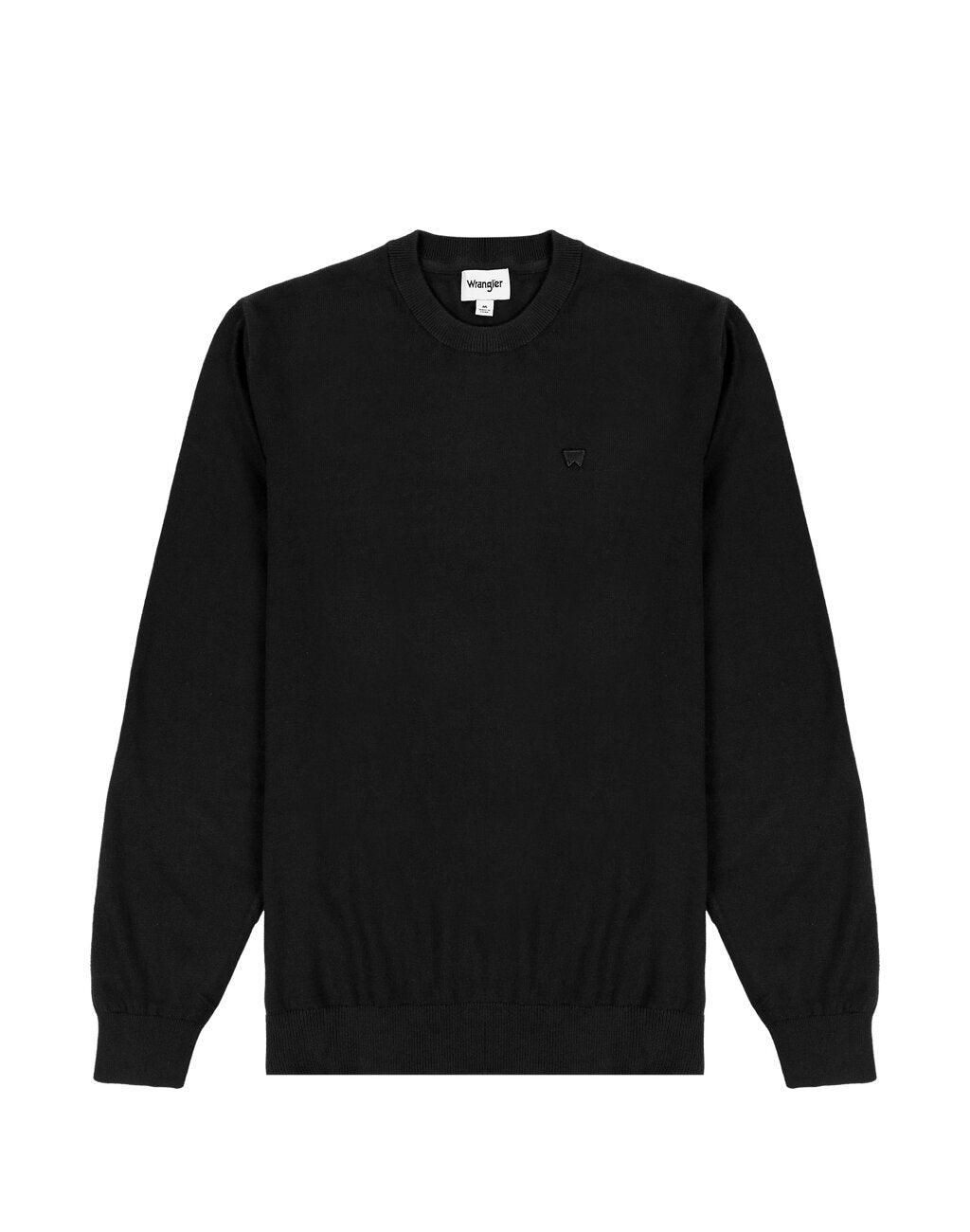 WRANGELR CREWNECK KNIT MĘSKI SWETER ELEGANCKI CIEPŁY LOGO REAL BLACK 112343108 W8A0011937