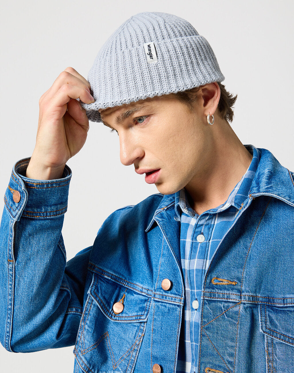 WRANGLE SIGN OFF MĘSKA CZAPKA BEANIE ZIMOWA CIEPŁA PEARL BLUE 112356871 W0M9007566