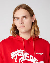 WRANGLER 75TH ANNI HOODIE MĘSKA BLUZA LOGO NADRUK CHINESE RED W645HTXCJ 112146185