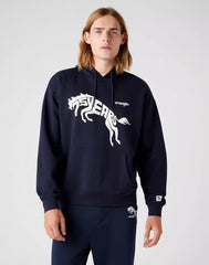 WRANGLER 75TH ANNI MĘSKA BLUZA Z KAPTUREM LOGO NADRUK HOODIE DARK SAPPHIRE W645HTB08 112146182