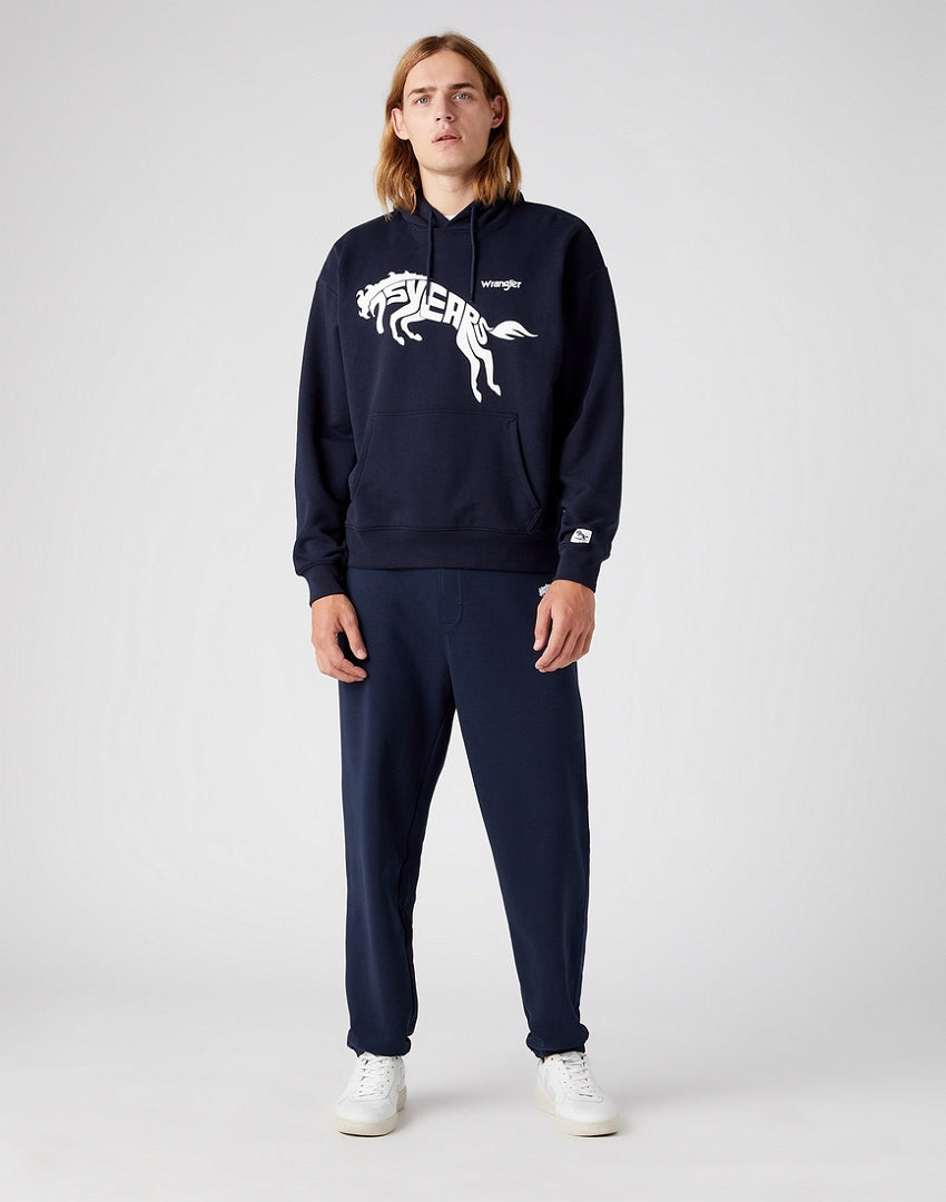WRANGLER 75TH ANNI MĘSKA BLUZA Z KAPTUREM LOGO NADRUK HOODIE DARK SAPPHIRE W645HTB08 112146182
