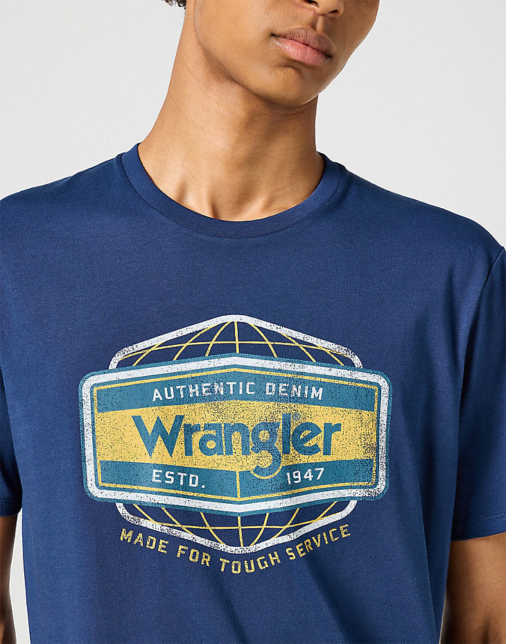 Męska Koszulka T-Shirt Wrangler Americana Tee Navy 112357448 W70P017358